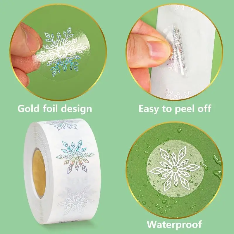 

For Kids Gift Baking Package Envelope Decor Stationery500 Sheets/roll Transparent Snowflakes Stickers Christmas Tags Stickers