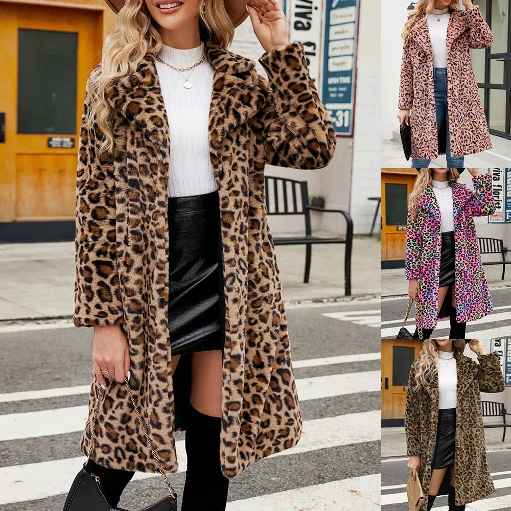 

Fashion Casual Square Collar Faux Fur Coat Plush Long Coat Autumn and Winter Coats for Women