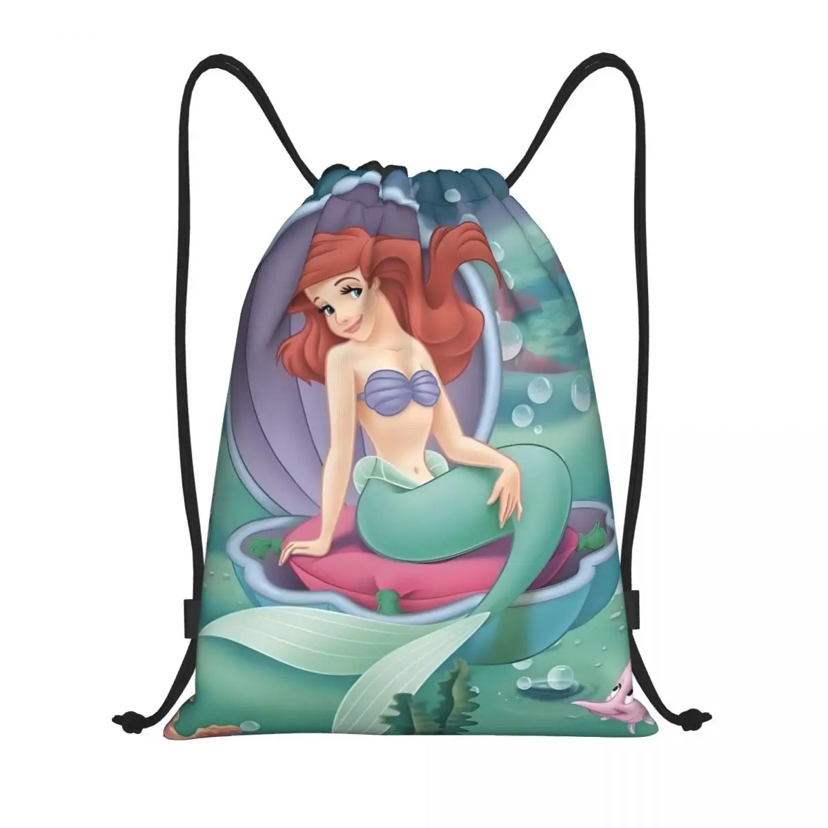 Bolsas con cordón personalizadas de La Sirenita, mochila ligera de almacenamiento para gimnasio y deportes de Sirenita para hombres y mujeres