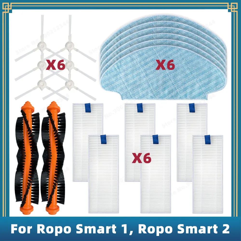 Запчасти для робота-пылесоса Ropo Smart 1, Ropo Smart 2, сменные детали, аксессуары, основная боковая щетка, фильтр, тряпочка для швабры