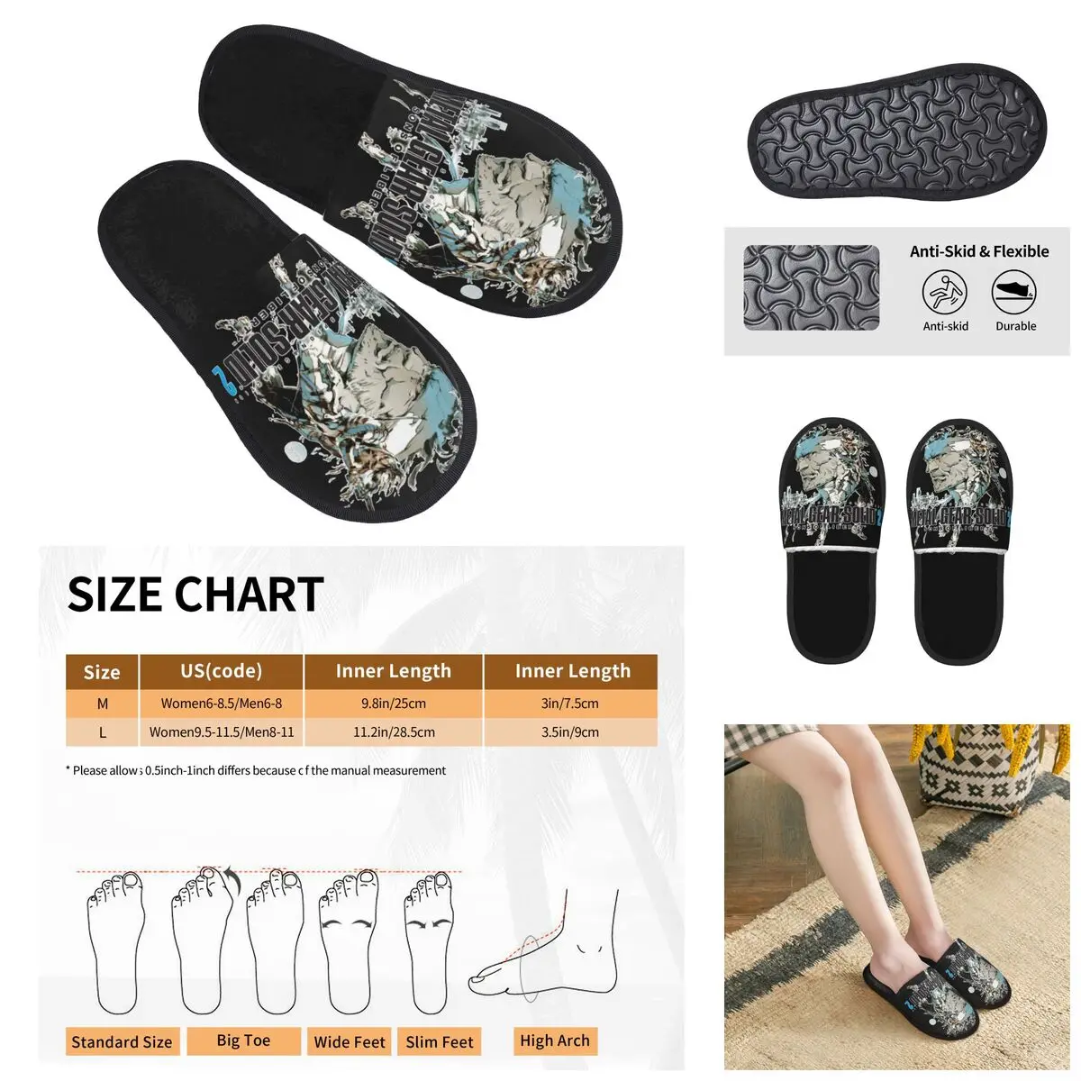 

MGS1 Solid Snake Game Men Women Furry slippers,fashion printing pantoufle homme Home slippers