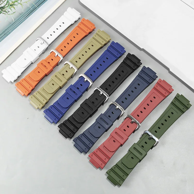 Substitute Small Block DW5600/GWB5600/GW-M5610/GA2100 Series Convex Interface Silicone Watch Strap 16mm