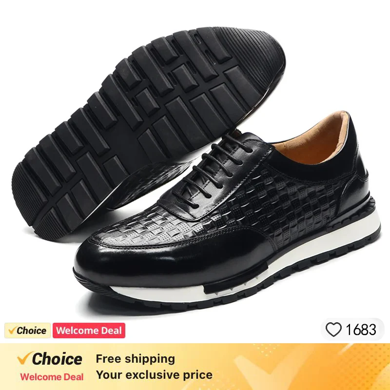 Chaussures de sport décontractées en cuir véritable pour hommes, chaussures à lacets, marron plonger âtre, marque de luxe, fête de mariage, affaires, mode