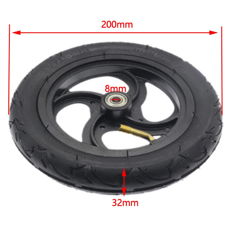 

8-дюймовая противоскользящая шина для ударного колеса 8x1 1/4 (200x45) внутренняя трубка, внешняя шина со ступицей из сплава для аксессуаров для самокатов Kickscooter