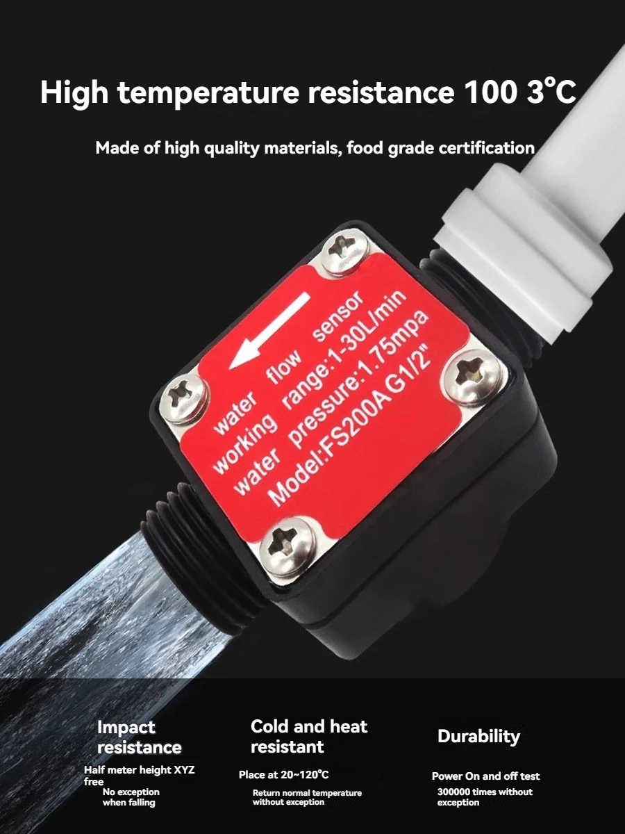 Water Fuel Flow Meter Sensor Counter Hall Flowmeter Pool Float Switch for Water Heater Credit Card Machine G1/2 1-30L/min