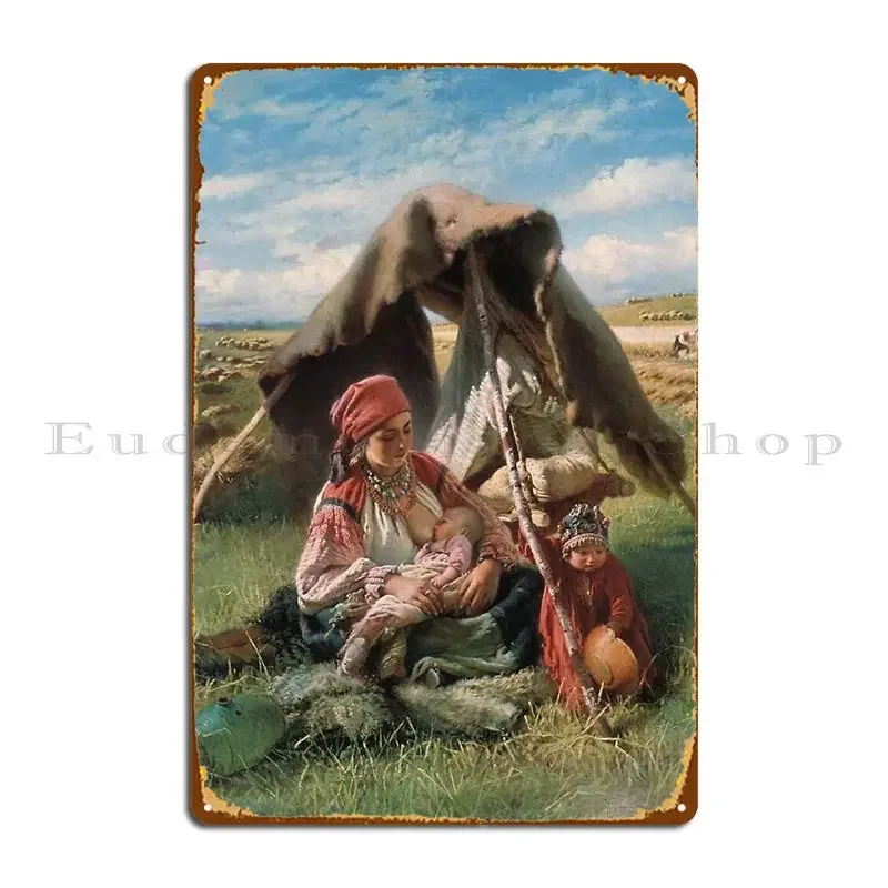 Peasant Woman During Harvest Break 1871 Konstantin Makovski Metal Plaque Wall Decor Wall Decor Designs Mural Tin Sign Poster