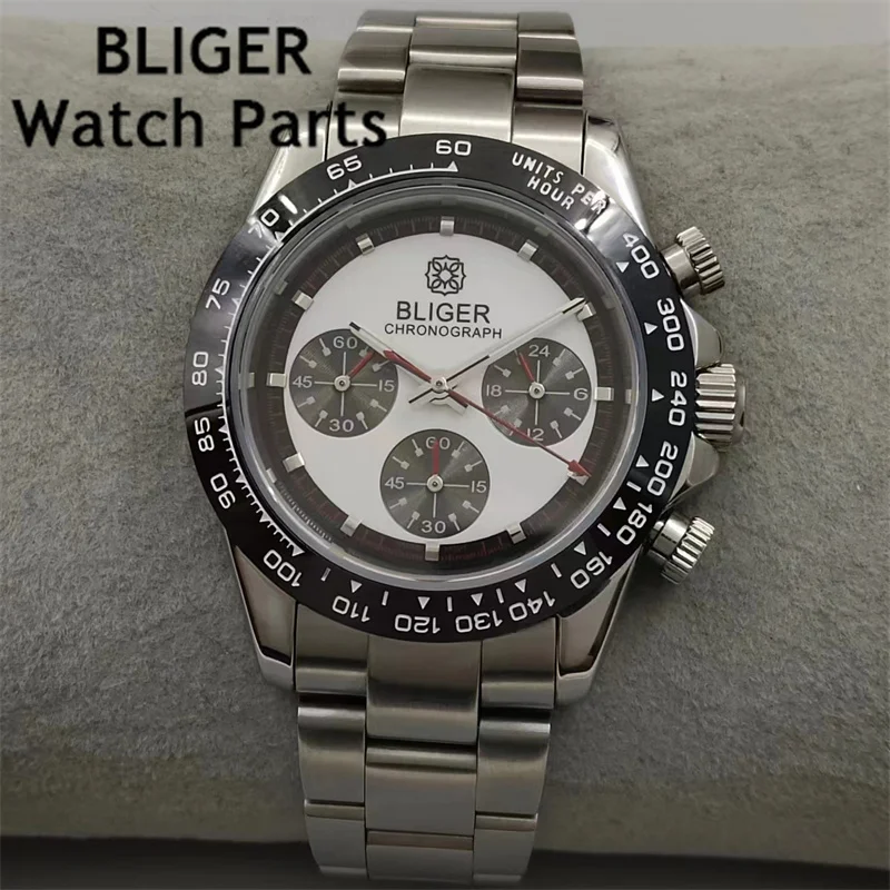 

BLIGER VK63 Movement Calendar 39mm Quartz Chronograph Luxurious Business Men's Watch Sapphire Crystal Stainless Steel oyster