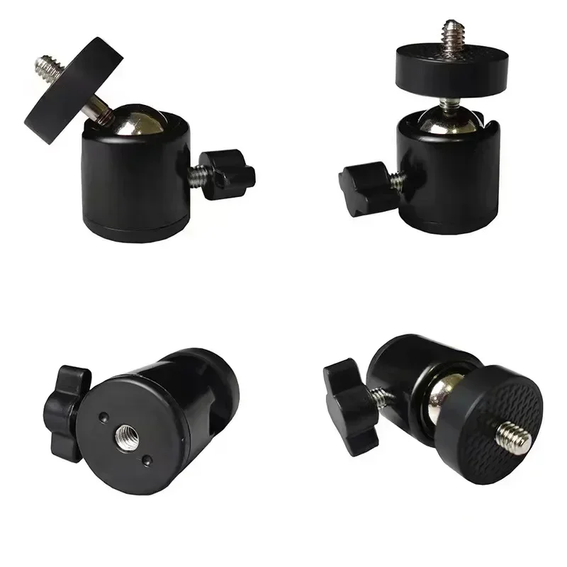 Mini Swivel Ball Head Screw Tripod Mount All Degree Rotating Mount Base Adapter Aluminium Alloy For DSLR Camera And Devices