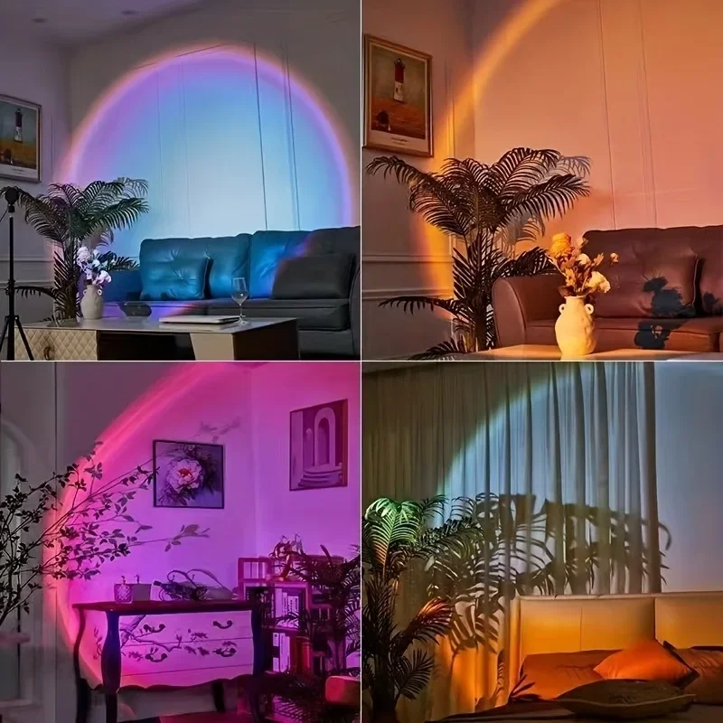Lumière de Projection de coucher de soleil vibrante, spectre de 16 couleurs, télécommande USB, lumière LED à changement de couleur dynamique, crée une maison chaleureuse, 1 pièce