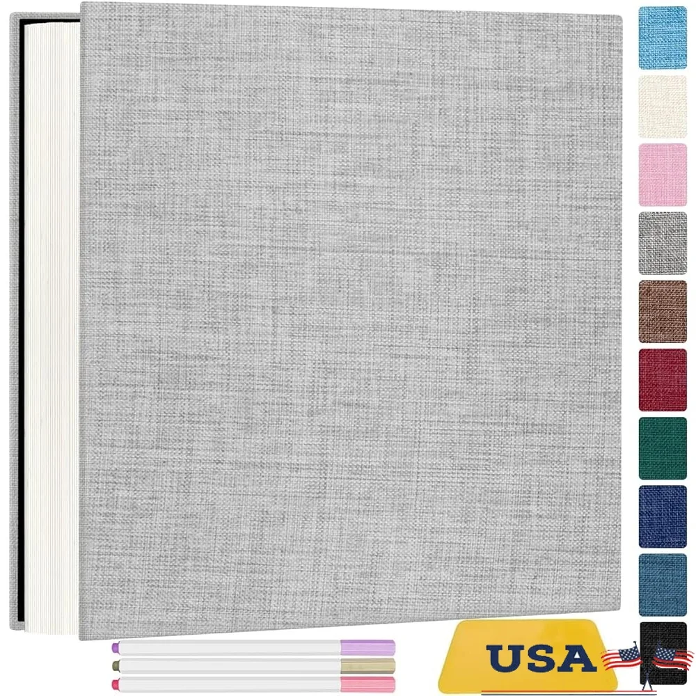 

Magnetic Self-Adhesive Photo Album 60 Pages DIY Scrapbook Kit with Stickers Pens Durable Dustproof Cover Keepsakes