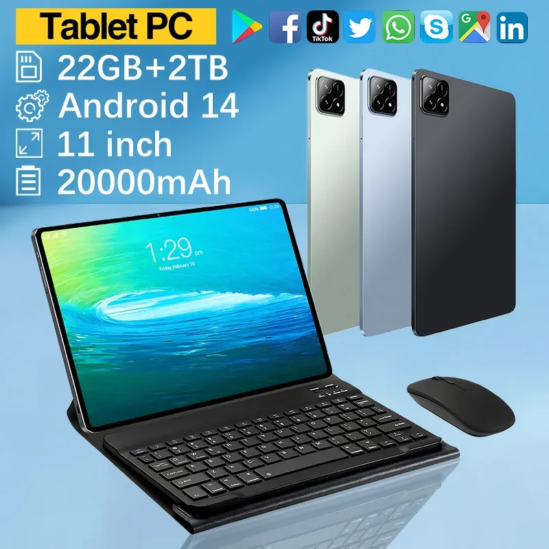 

Global Version New Pad 7S Pro Android 14 Tablet 11'' 5G Dual SIM Gen2 22GB RAM 2TB ROM WiFi Bluetooth Long Battery Life