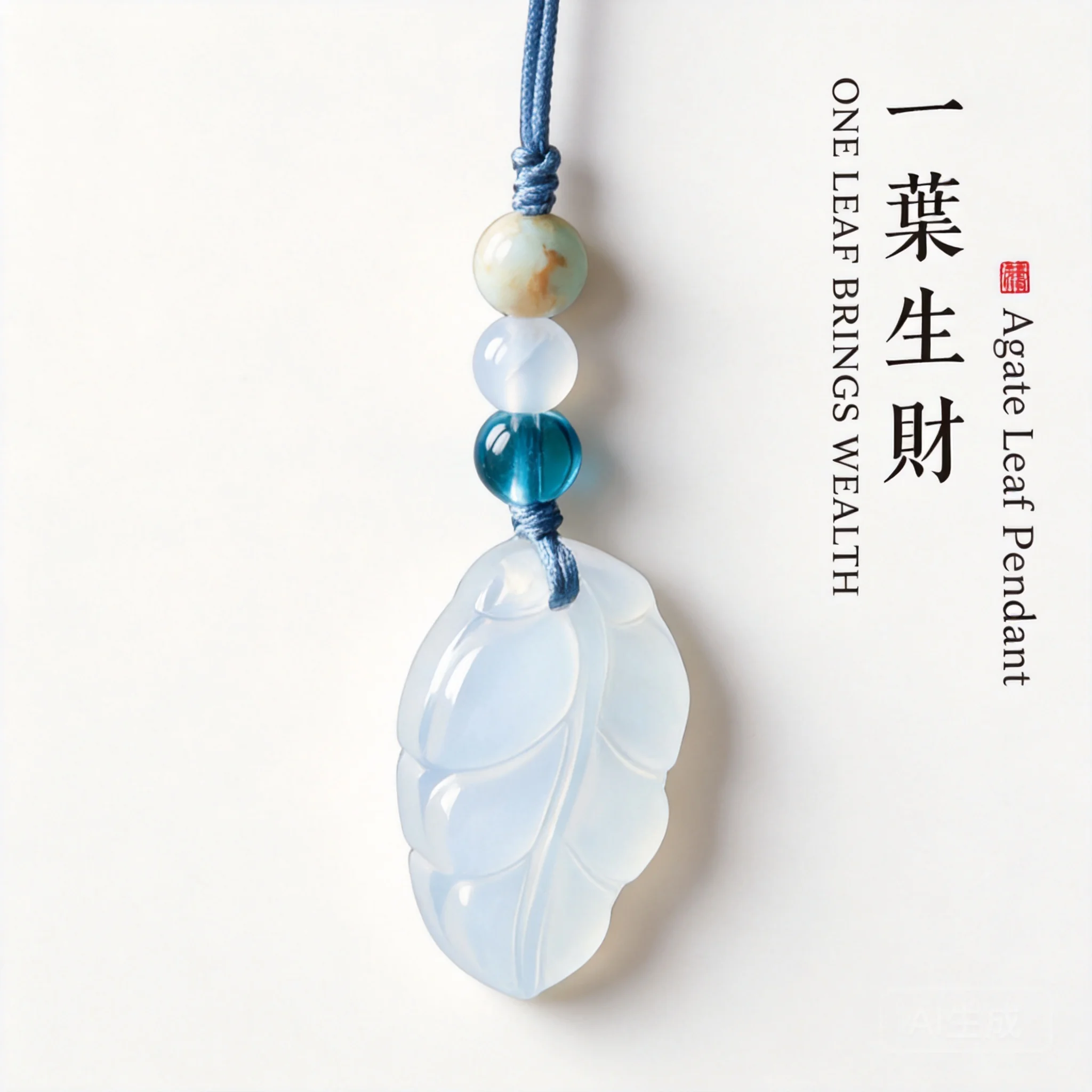 Chinese Style Lucky Natural White Agate Leaf Pendant Phone Lanyard Fortune Blessing Keychain Bag Camera Hanging Ornament Amulet