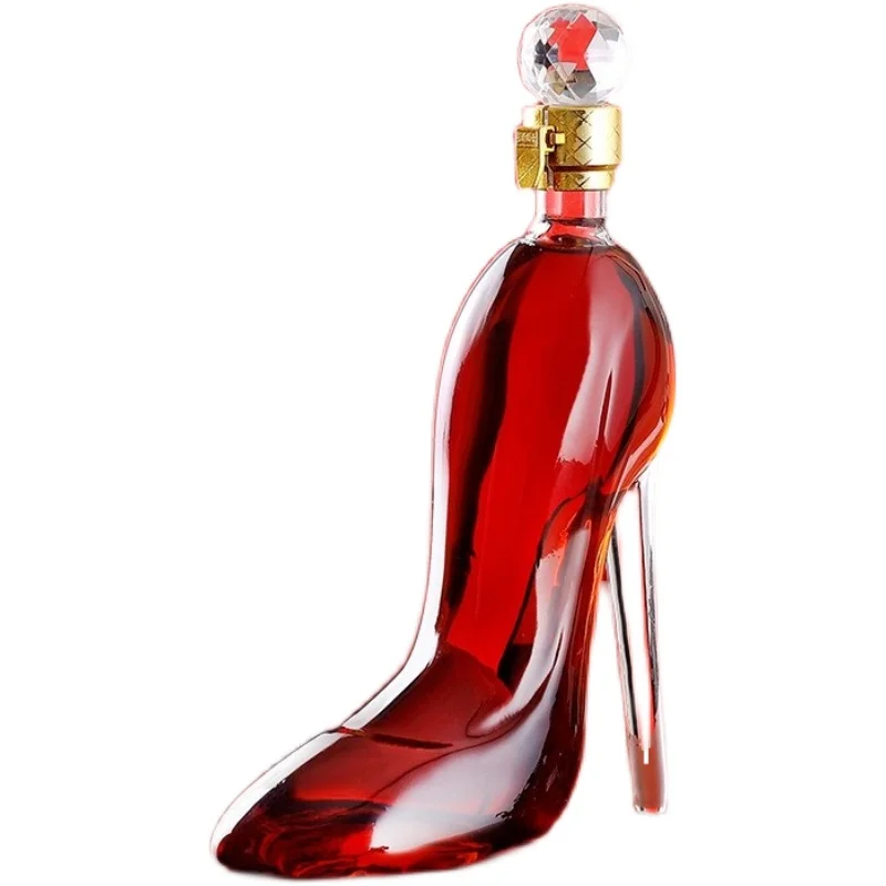 Luxurious Crystal 350/750ML High Heels Shape Decanter Red Wine Brandy Champagne Glasses Whiskey Decanter Bottle Bar Accessories