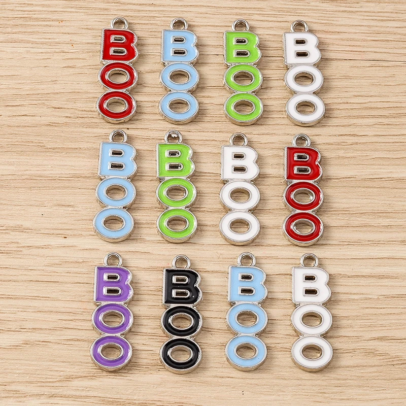 Tusember 10 Stück 6 Farben Niedliche Geister-Halloween-Anhänger für DIY-Schmuckherstellung, Ohrringe, Armbänder, Halsketten-Zubehör – Detail 2