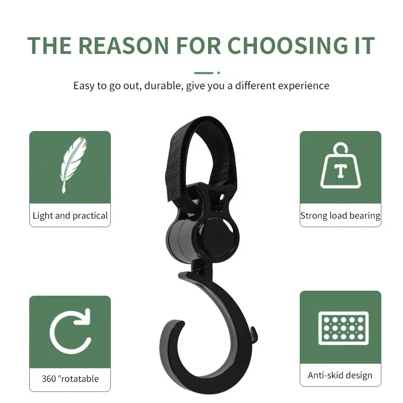 vvocci 2 PCS  Accessories Loop stroller accessories Cartoon StrollerStroller Hook Degree Large Hook and Umbrella Car Hook