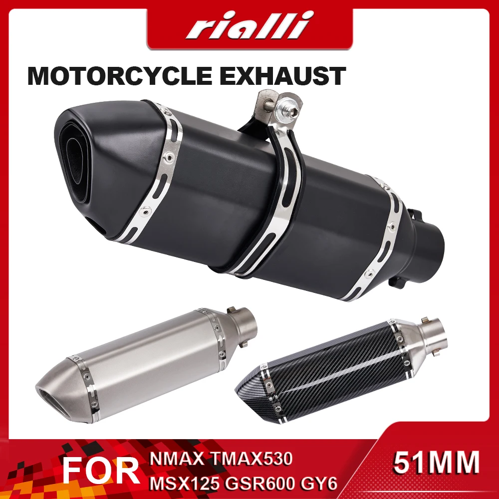 

51mm Escape Moto Tube Motorcycle Exhaust Muffler Pipes Silencer AK Stickers With DB Killer For NMAX TMAX530 MSX125 GSR600 GY6