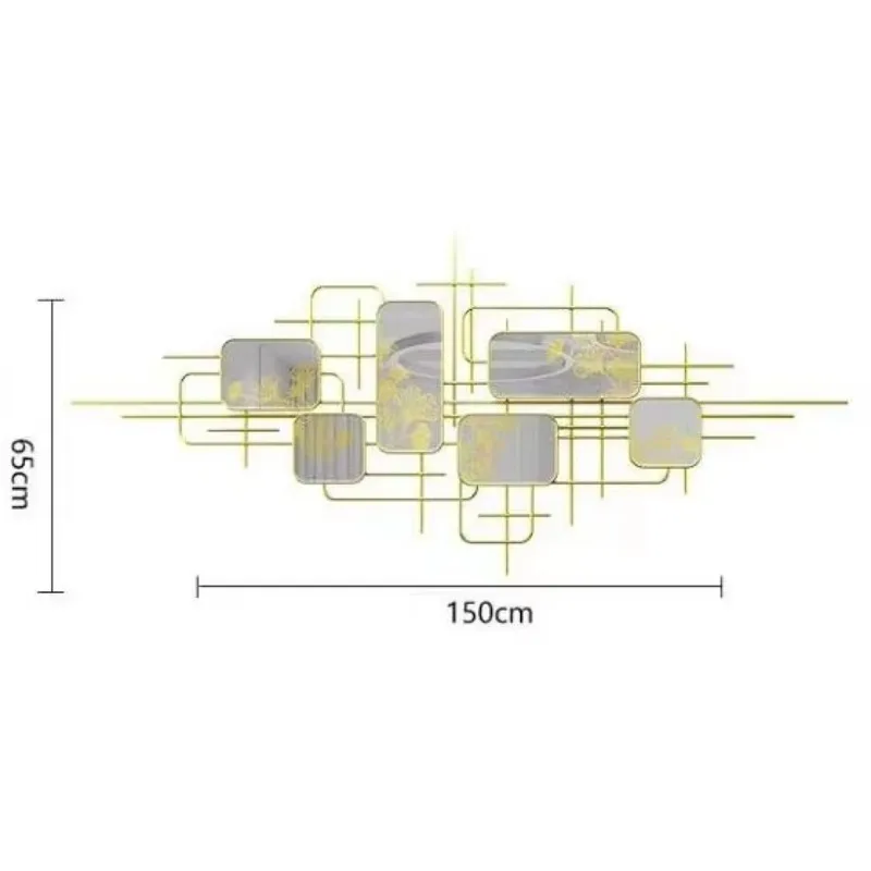 150*65cm Perfect Gift Luxury New Geometric Metal Frame Glass 3D Decorative Art Wall Hanging for Living Room Decor