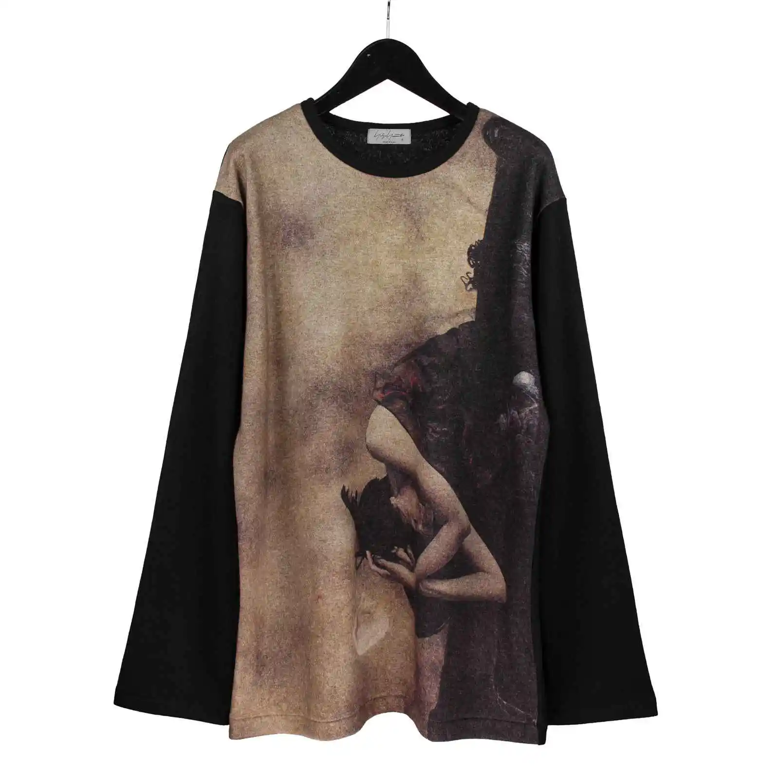 

TOP-YAMAMOTO original Design men's dark-themed printed long-sleeved printed loose T-shirt