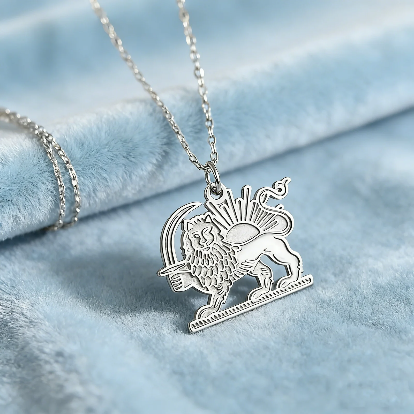 COOLTIME Edelstahl Shir o Khorshid Anhänger Halskette Iran Persischer Löwe und Sonne Schmuck 2026 Neuer Trendiger Geschenkartikel für Männer und Frauen – Detail 8