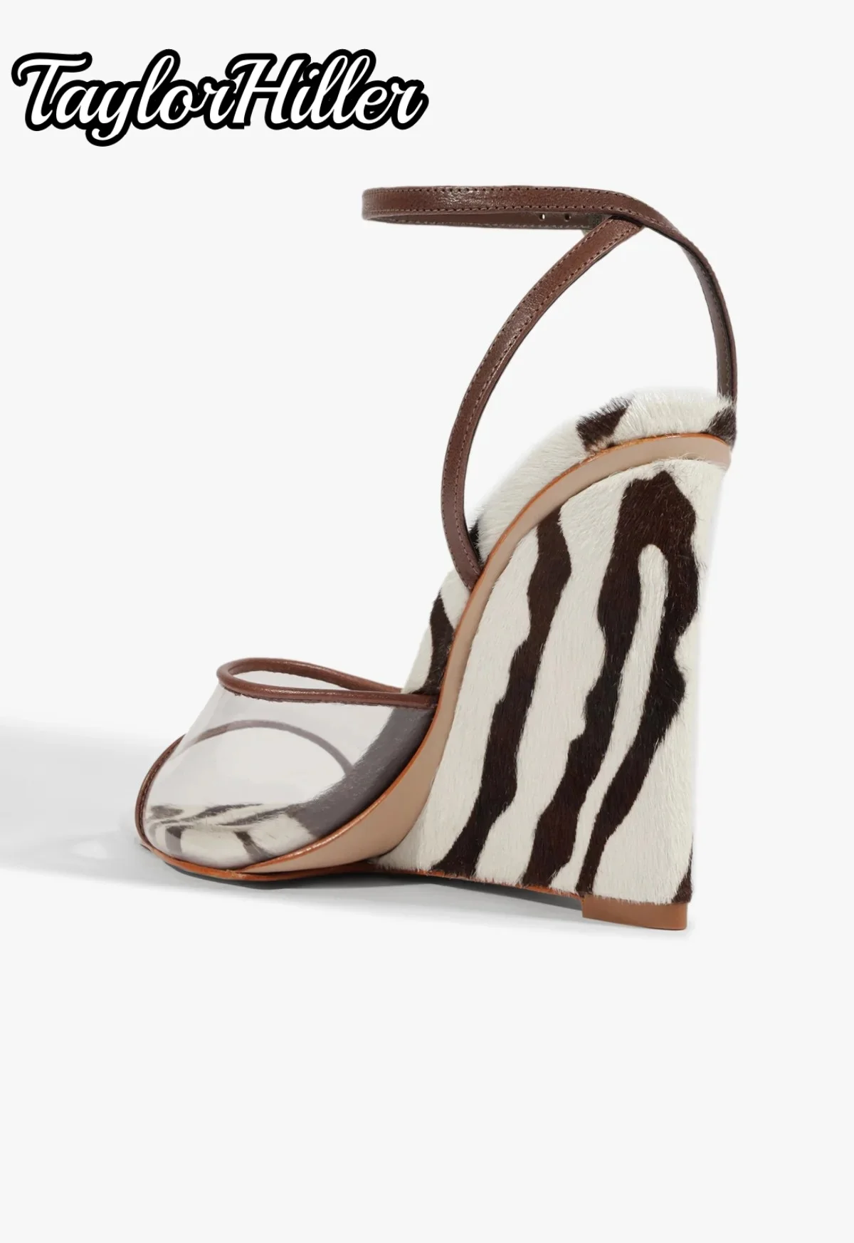 Milk Cow Stripes Wedges Sandals Pvc Buckle Strap Pointed Toe High Heels Summer Mixed Color Women Designer New Modern Shoes 2026