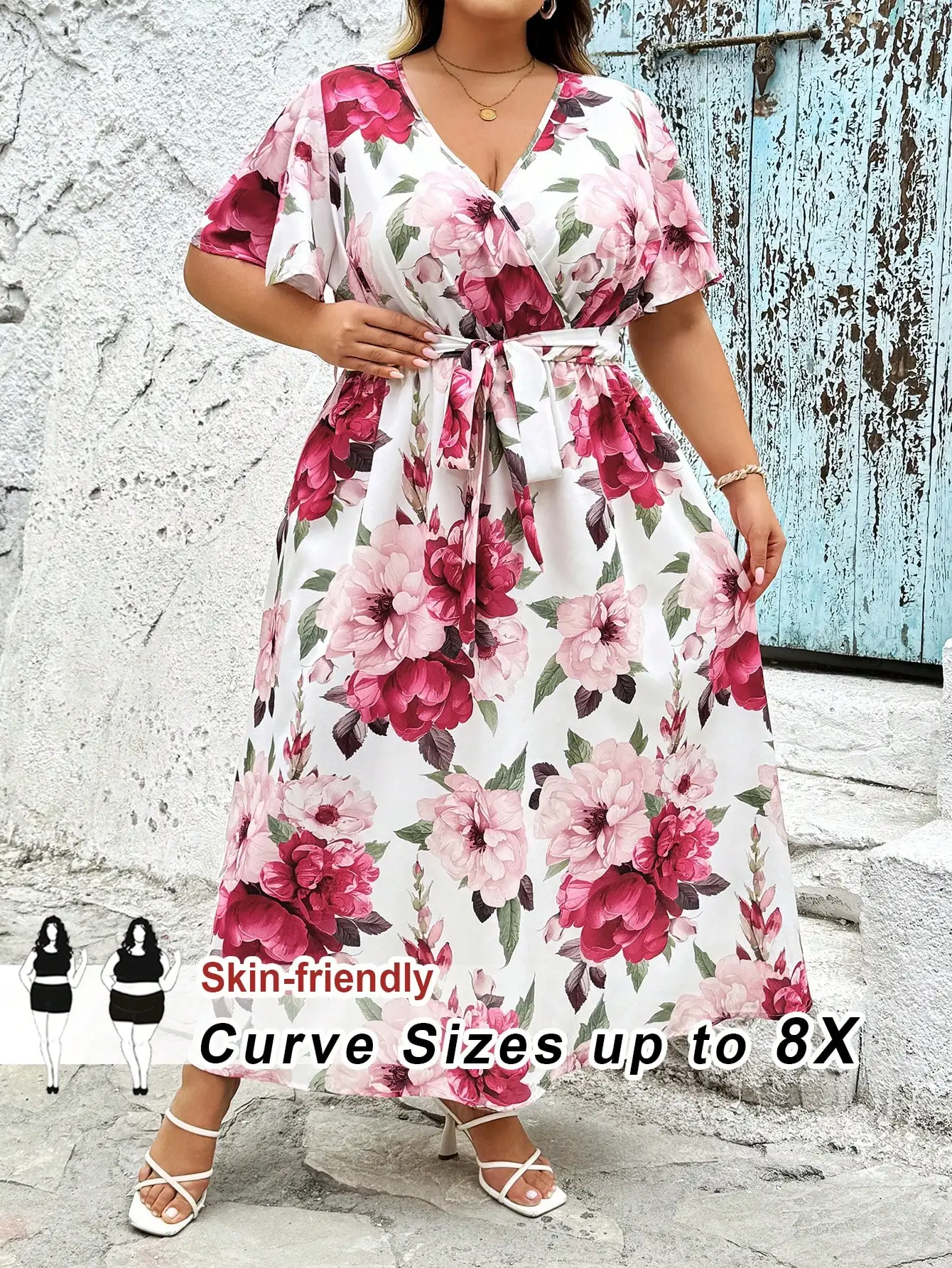 

Floral Wrap Maxi Dress with Tie Waist, Loose Fit for Summer Beach Vacation