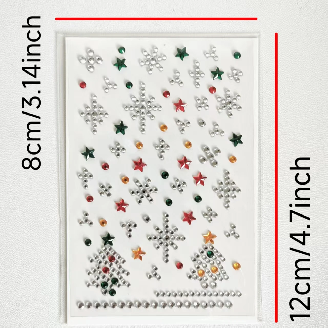 5 Pieces of Christmas 3D Diamond Stickers Christmas Tree Snowflake Reindeer Cartoon Big Red Bow Heart Rhinestone Stickers