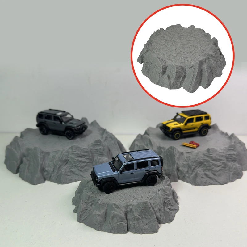 

1PCS 3D Printed 1/64 Scale Diecast Car Model Display Stand Diameter 11cm/17cm Simulated Stone Base for RC Car Photography Props