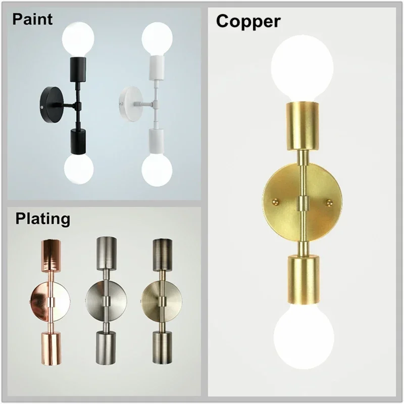 Color Brushed Metal Quality Beside Light Sconce Home Decoration Minimalist Creative Double Head Wall lamp LED Lighting Fixture