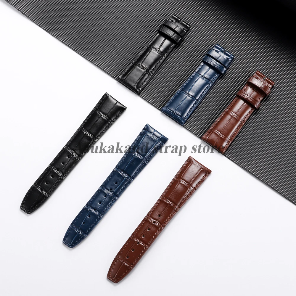 Correa de reloj de cuero genuino de bambú 20mm 21mm 22mm para piloto IWC para PORTUGIESER correa de reloj de cuero de vaca pulsera de reloj de negocios para hombres