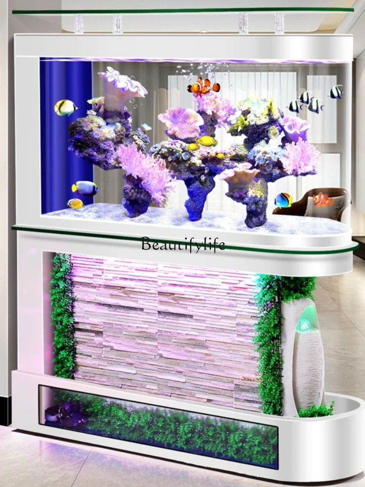 Water curtain wall fish tank small and medium partition screen creative self-circulation ecological turtle feeding tank