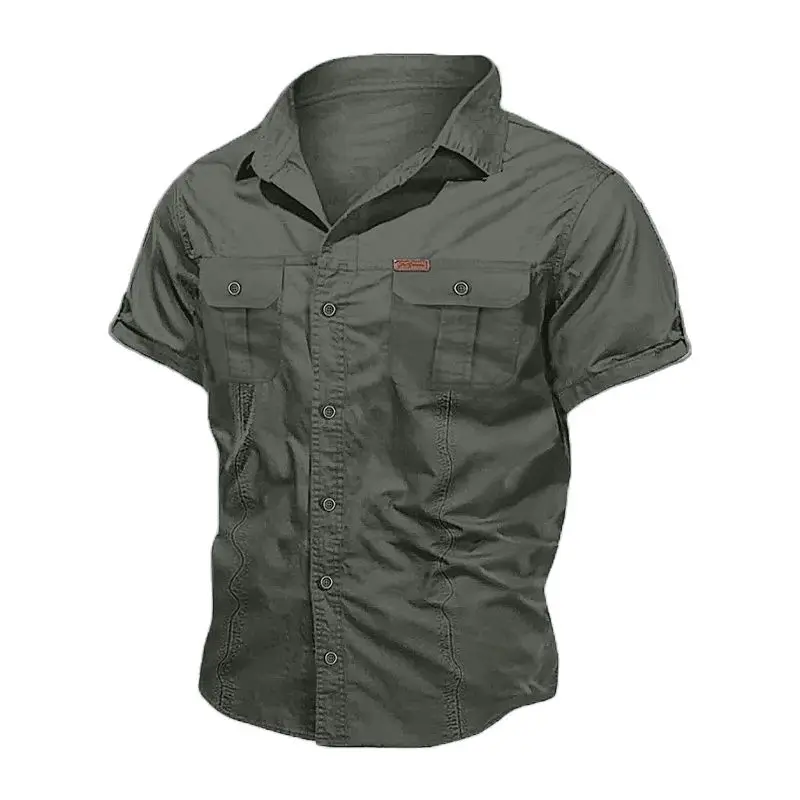 Men Summer Outdoor Cargo Short Sleeve Shirt US SWAT Tactical Lightweight Quick Dry Multi-pocket Casual Camping Safari Work Shirt