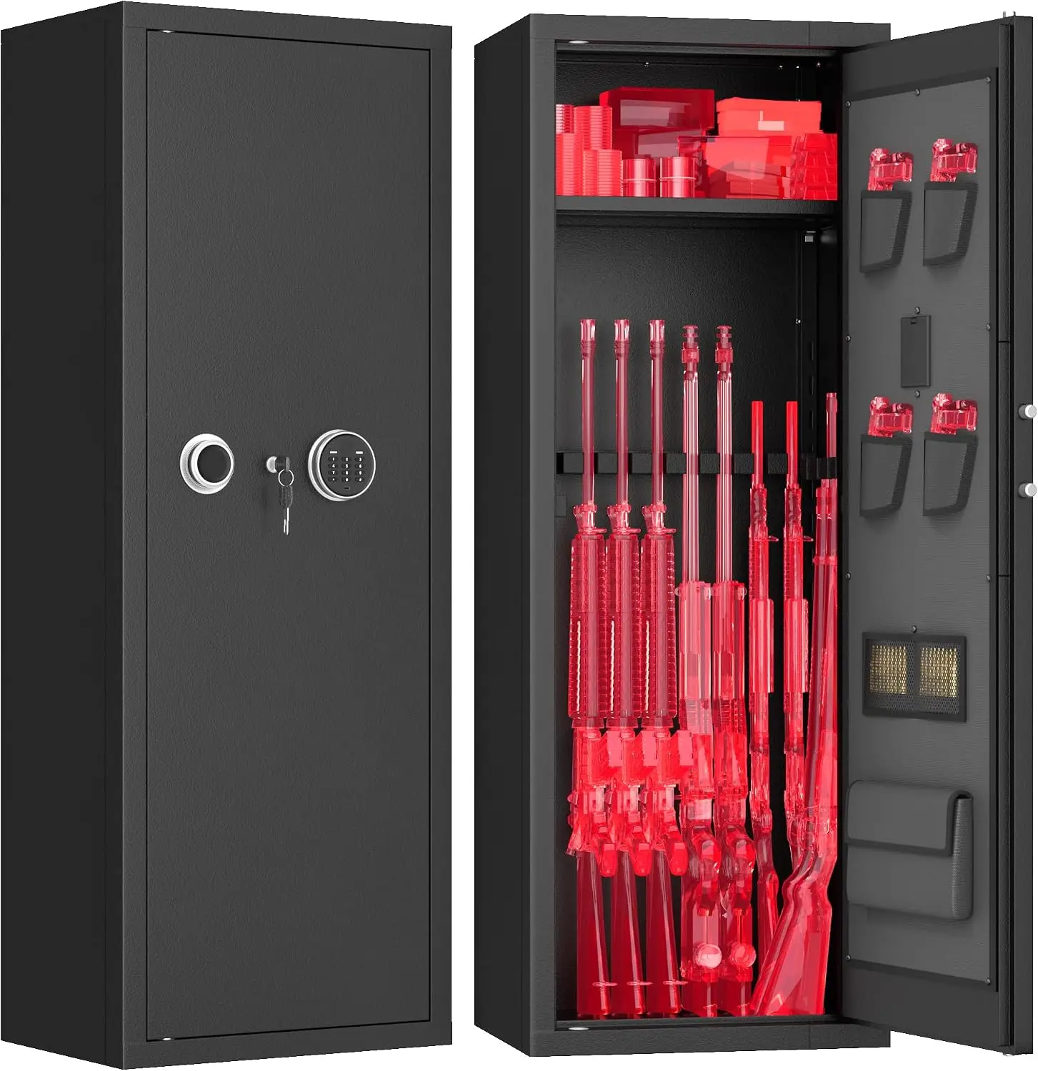 12-15 Gun Safe for Rifles, Large Rifle Safe for 9 Rifles & 4 Pistols with Digital Keypad, Anti-Pry Steel Cabinet, Adjustable She