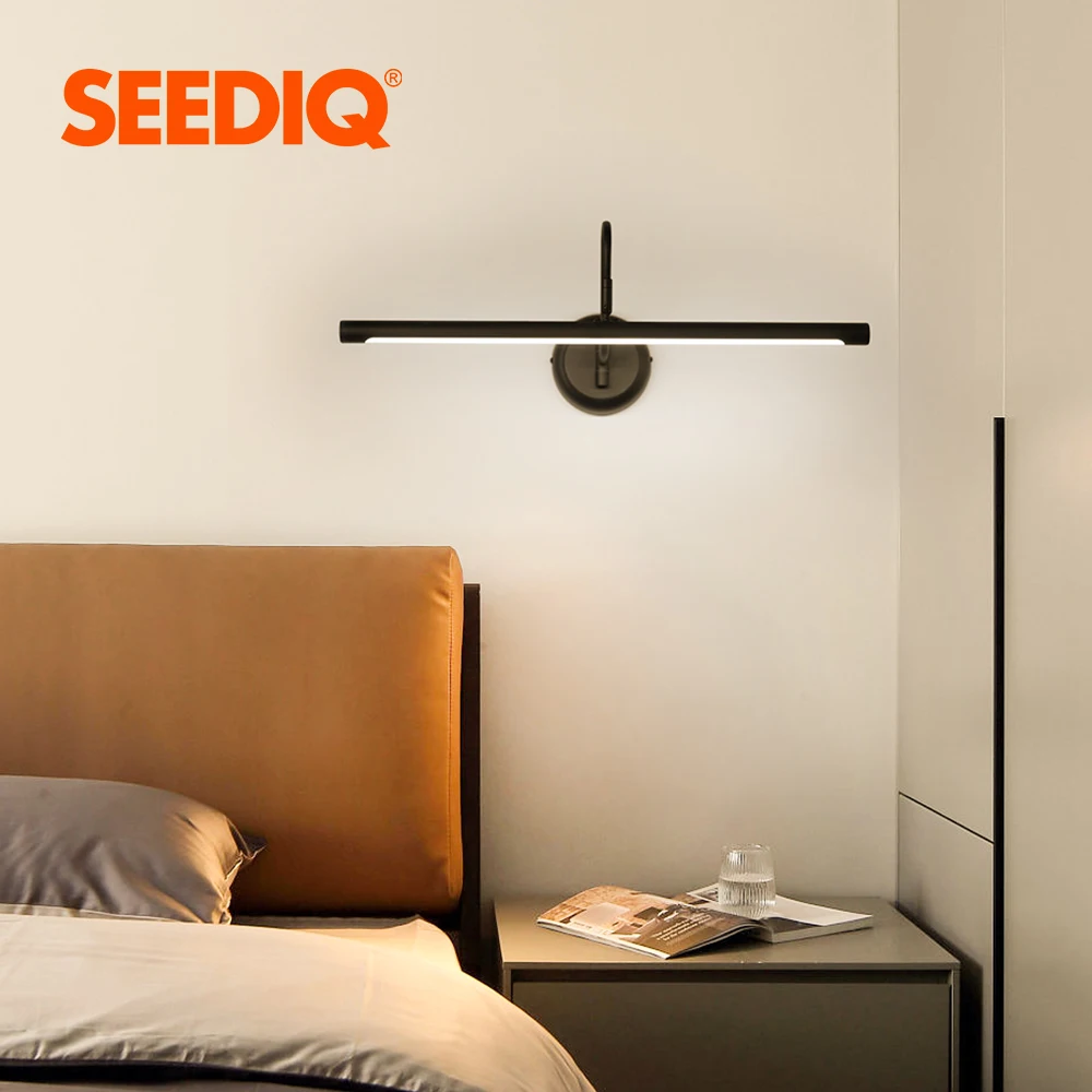 Seediq Modern Led Wall Light Wall Mounted Black Bathroom Mirror Light AC85-265V Indoor Wall Lamps 16 22W Long Picture Light