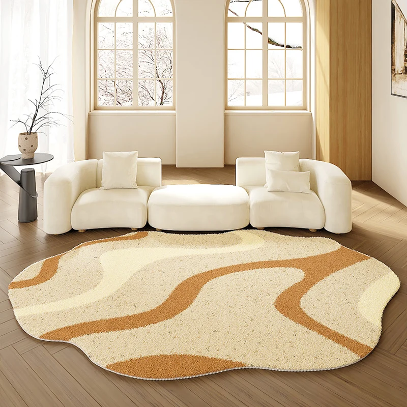 

French Cream Living Room Decoration Carpet Home Bedroom Bedside Irregular Plush Carpets Japanese Study Cloakroom Fluffy Soft Rug