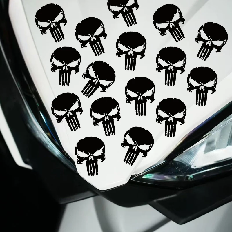 

20PCS Skull Motorcycle Stickers Waterproof Scooter Body Racing Helmet Fuel Tank Front Fairing Vinyl Decals Cover Scratches Decor