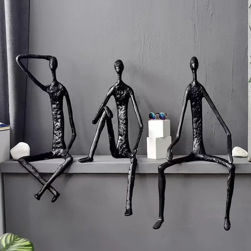 Modern Minimalist Abstract Geometric Cast Iron Sculpture Decoration, Desktop Ornament Decoration, Home Decoration
