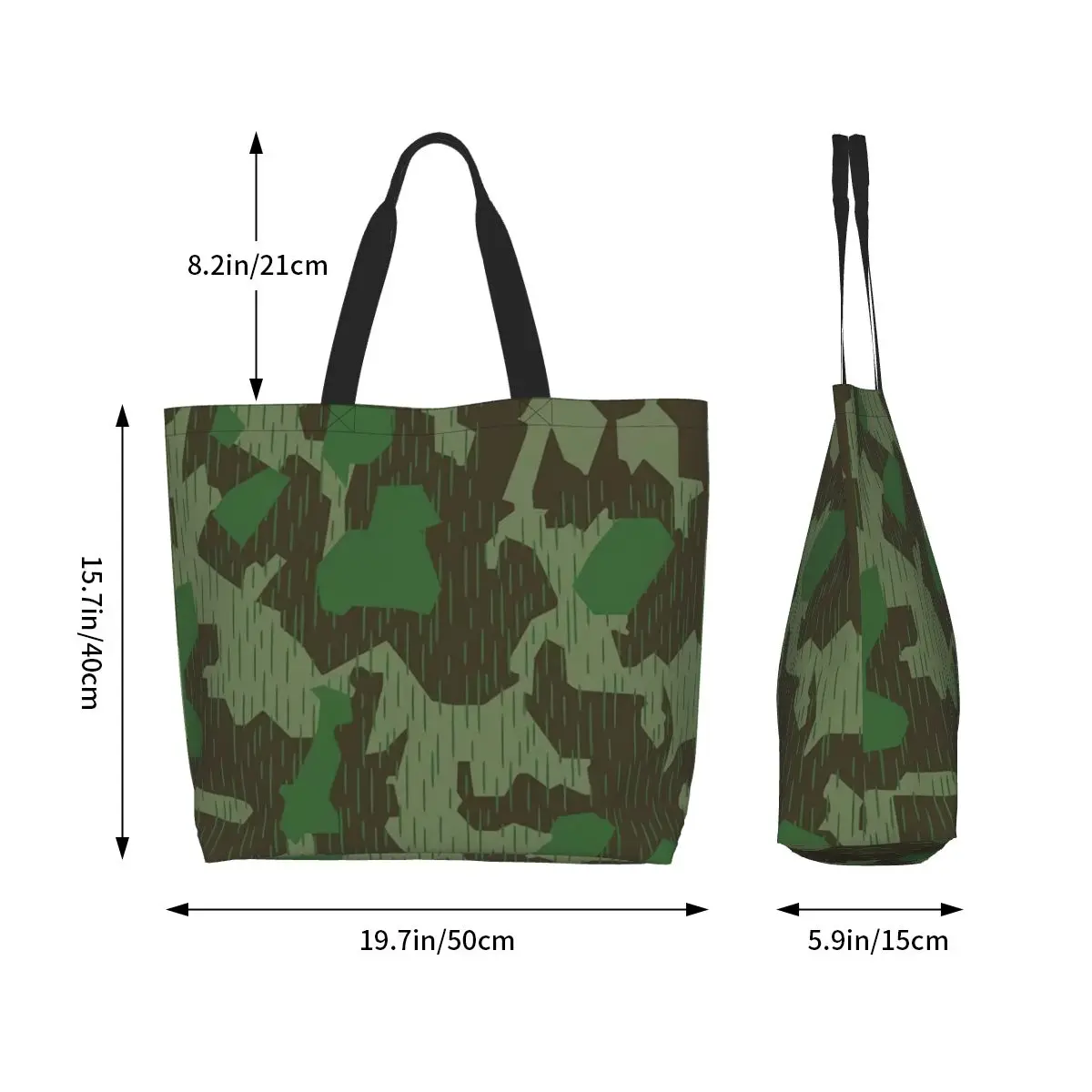 مخصص WW2 العسكرية المشبل كامو حقيبة تسوق من القماش إعادة تدوير سعة كبيرة البقالة Splittertarn التمويه حمل أكياس المتسوق