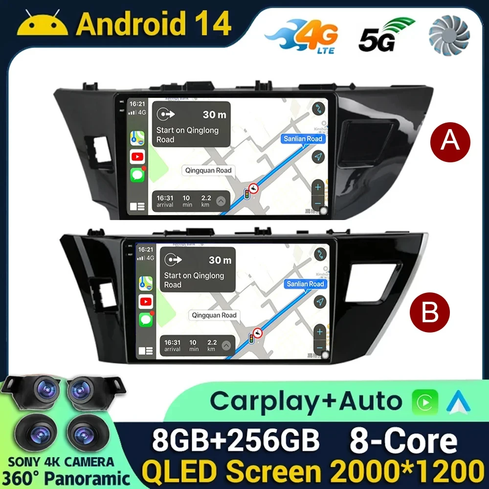 Android 14 Car Radio For Toyota Corolla Ralink 2013-2016 Multimedia Video Player GPS 4G Carplay Auto Stereo No DVD Head Unit