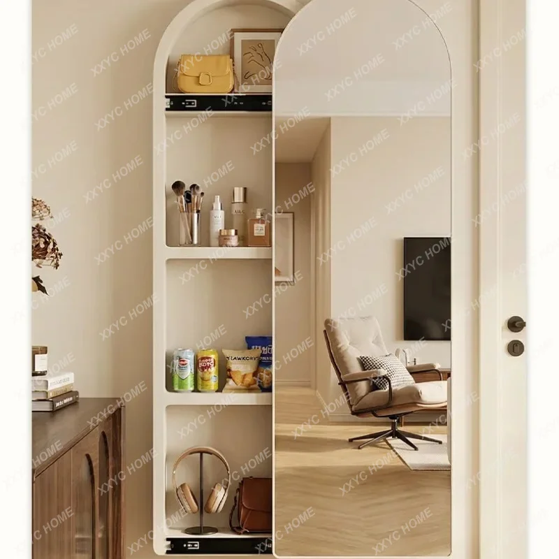 XX Entry door full-length mirror wall-mounted full-body mirror hidden push-pull wall rack