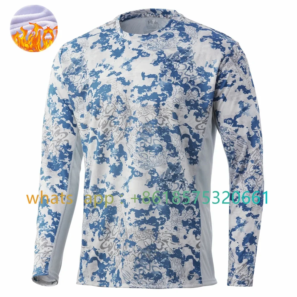 

HUK Fishing Shirts USA Custom Fishing Clothes Men Long Sleeve Sweatshirts Winter Sports Keep warm Breathable Tops Camisa Pesca