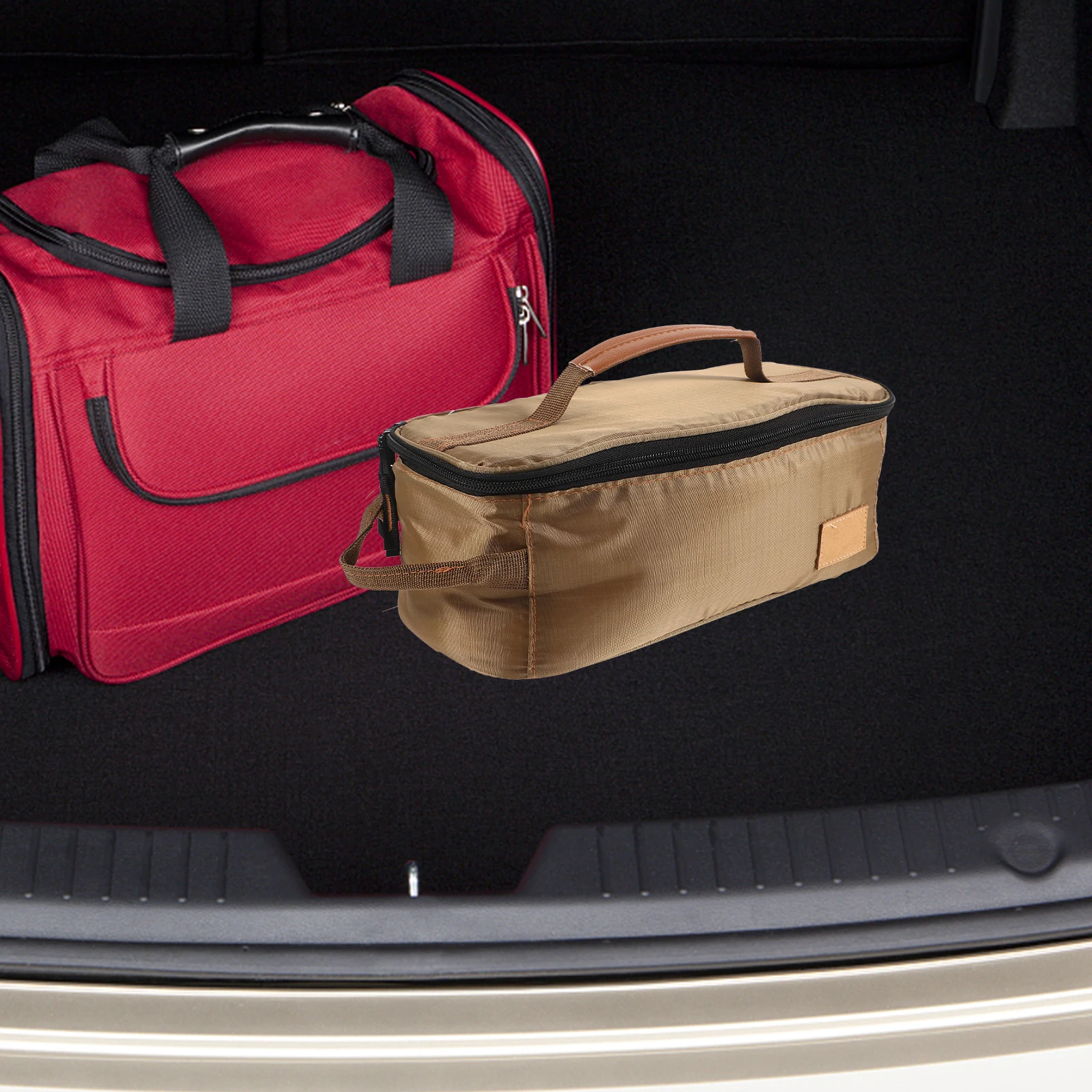 

Cutlery Storage Bag 210D Plaid Cloth Gas Tank Holder Camping Accessories Folding Pouch Picnic Kitchen Organizer