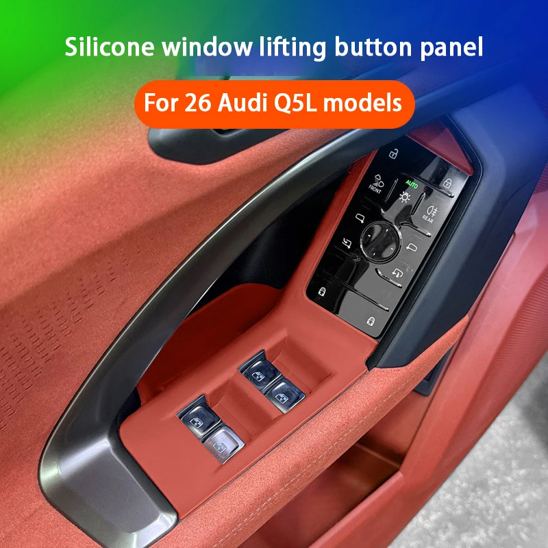 

For Audi Q5L Q5 GU 2026 Car door Silicone lift button lift window panel decoration Cover protection pad Car Interior Accessories