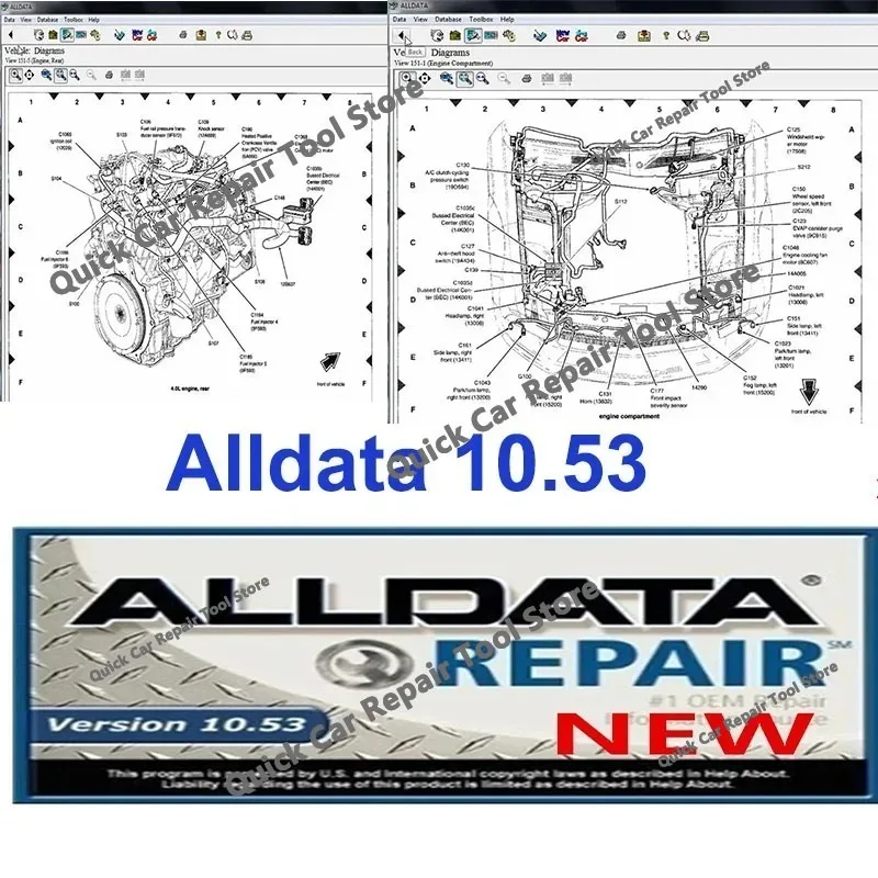 Newest Version Auto Alldata Repair Data Software Alldata 10.53 OBD2 Scanner Tools Wiring Support for Automotive Cars and Trucks