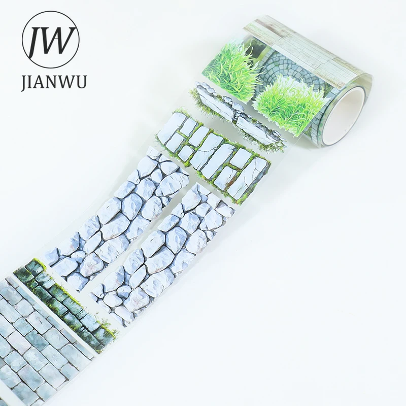 JIANWU 70mm*200cm Vintage Bluestone Bricks Plant Landscape Material Collage Scrapbook PET Tape Creative DIY Journal Stationery view 4
