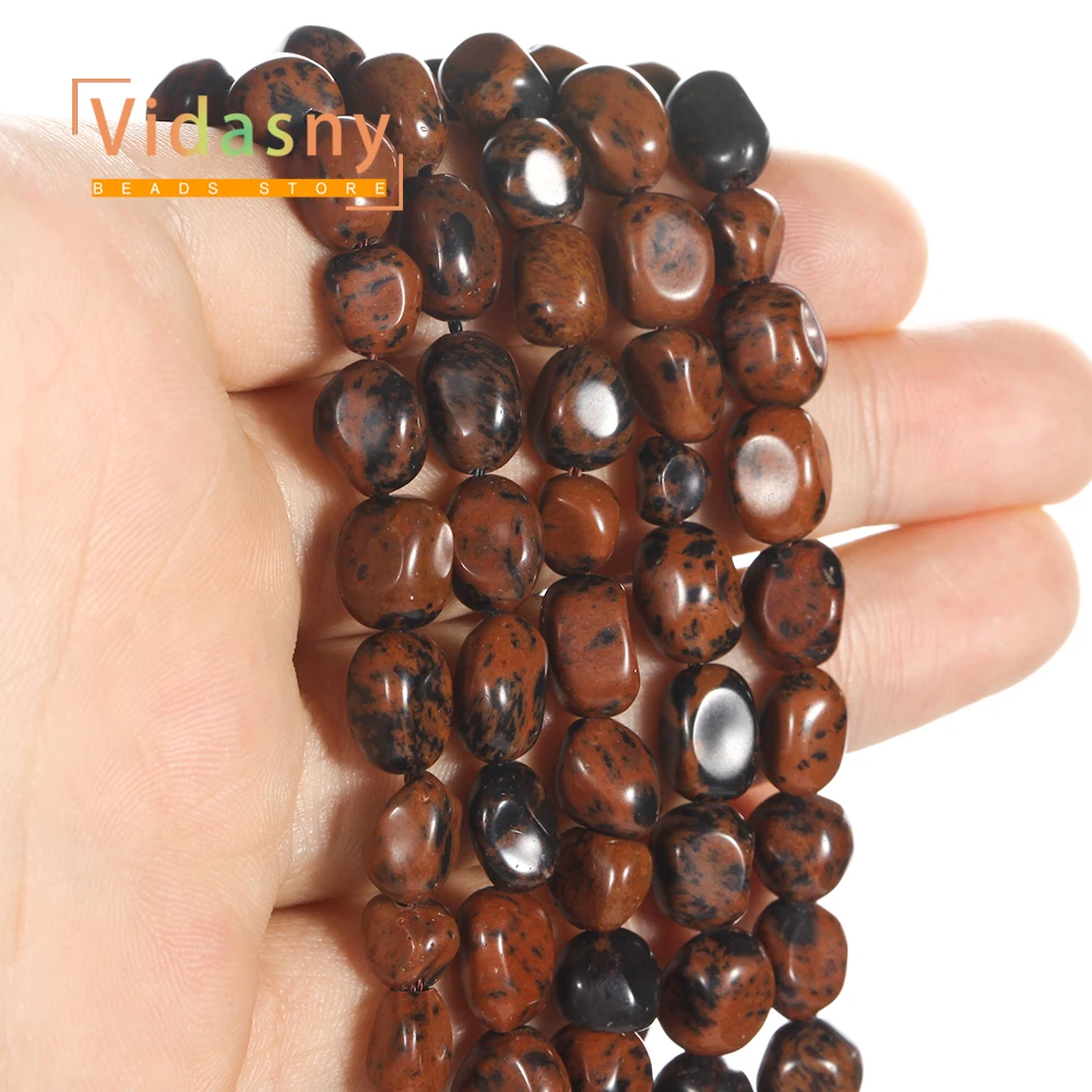 8-10mm Natürlicher Mahagoni-Jaspis Stein Unregelmäßige Ovale Lose Perlen für Schmuckherstellung DIY Armbänder Zubehör – Detail 5