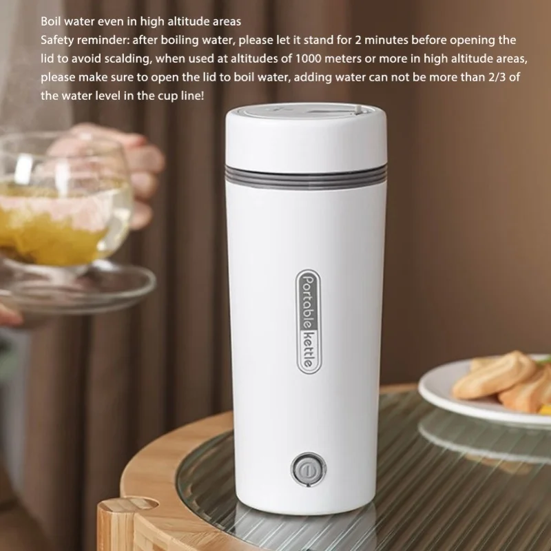 Intelligent Control Electric Kettle 350ml Rapid Heating Anti Dry Burn Portable Insulation Cup For Car Travel White 24V 140W