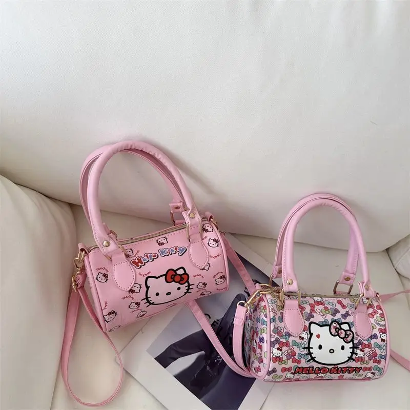 

Сумка через плечо Sanrio Hello Kitty, тренд 2024, ручная сумка Boston в стиле Харадзюку для девочек, милая модная универсальная сумка на плечо в западном стиле