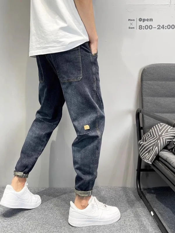 

Мужские джинсы в стиле ретро, свободные повседневные брюки-карго, модные брендовые длинные брюки на все сезоны