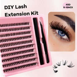 Kit de extensiones de pestañas individuales 40D con pegamento y pinzas de sellado, herramientas de maquillaje DIY, ventilador segmentado, pestañas falsas