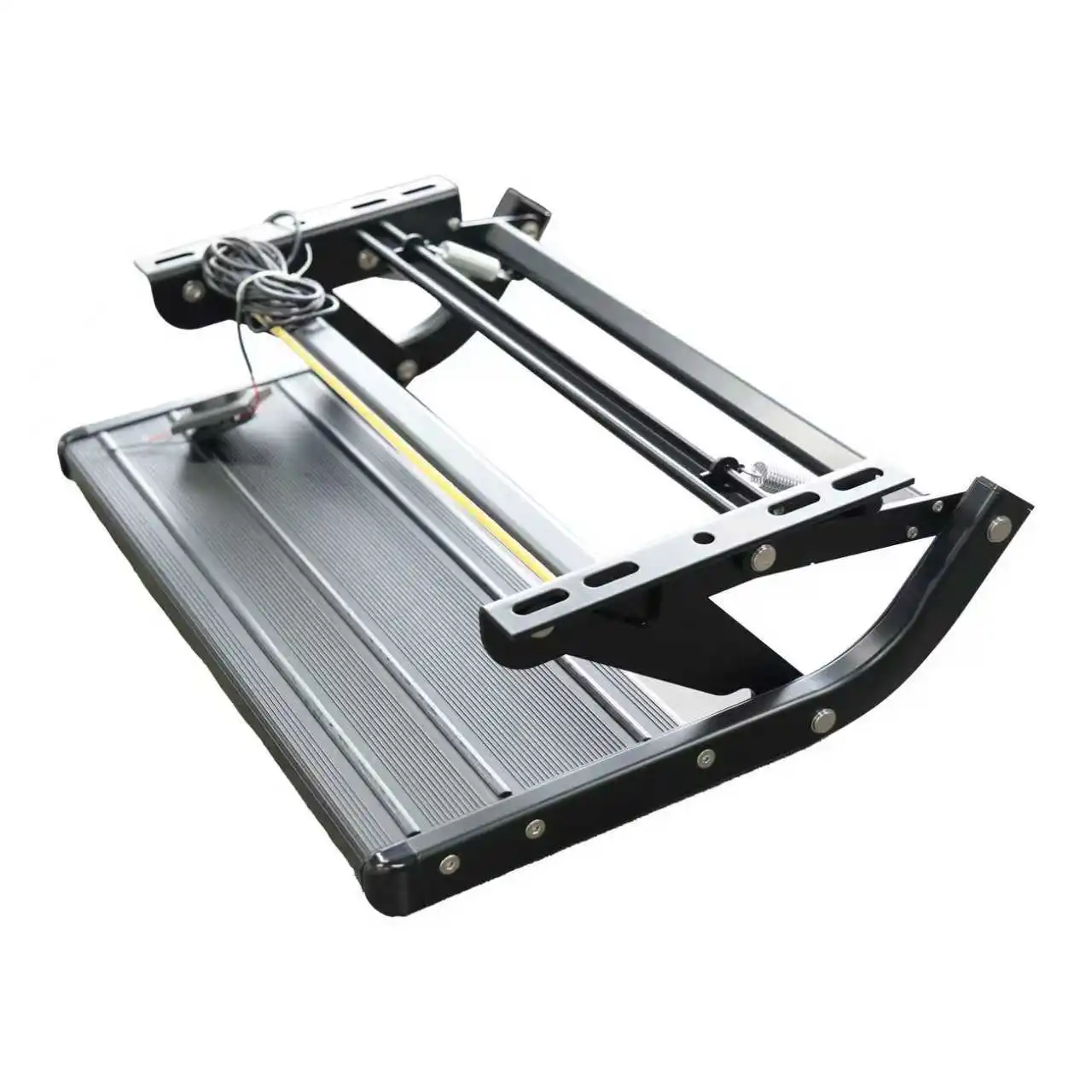 Customizable Black Or Silver Manual Foldable RV Steps With 12V LED Light Strip Retractable Aluminum Alloy Camper Steps 1 Step